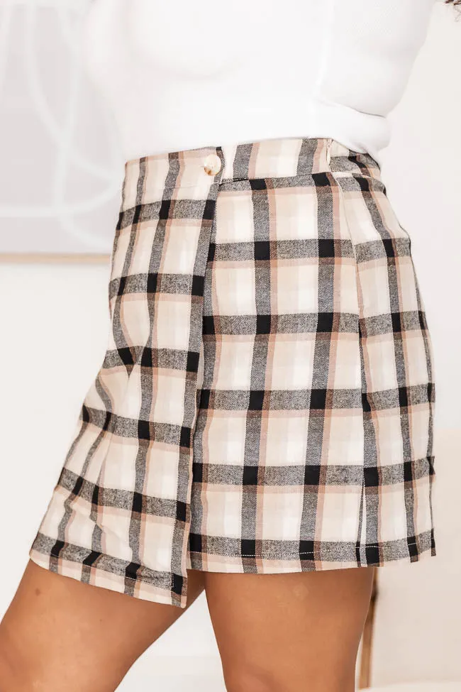 Something Just Like This Tan Plaid Skort FINAL SALE