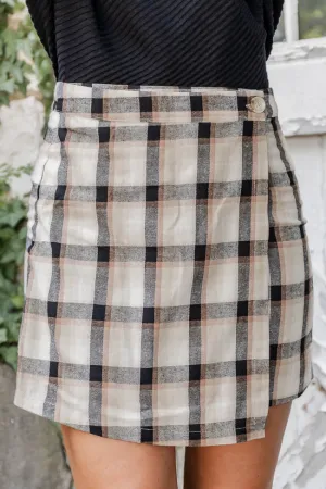 Something Just Like This Tan Plaid Skort FINAL SALE
