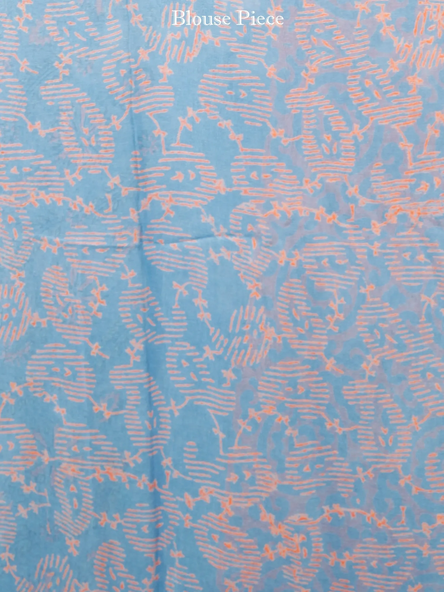 Steel Blue Coral Hand Block Printed Chiffon Saree with Zari Border - S031703415