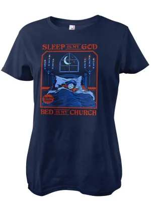 Steven Rhodes Bed Is My Church Girly T-Shirt Navy Blue