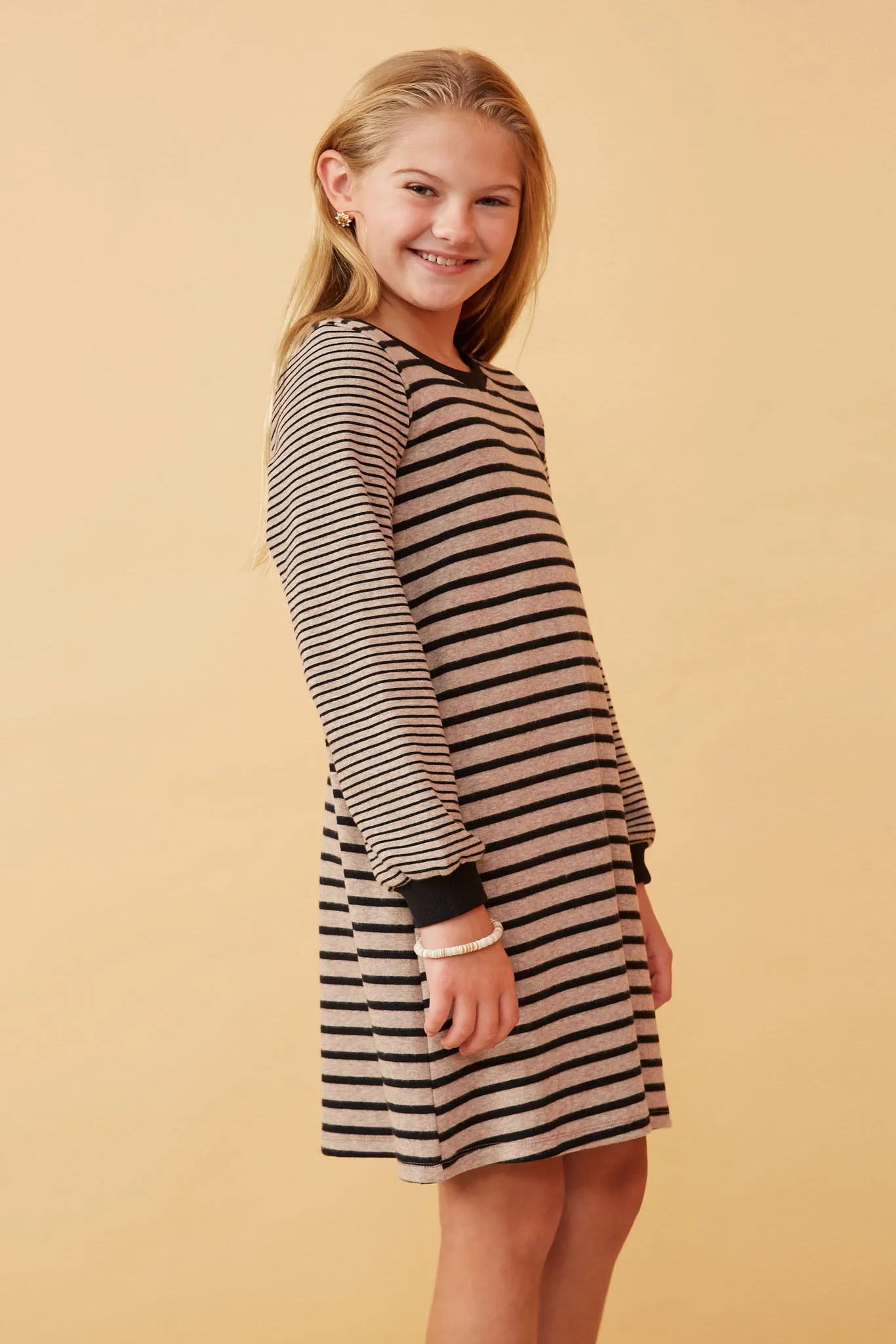 Stripe Blocked Button Detail Knit Shift Dress