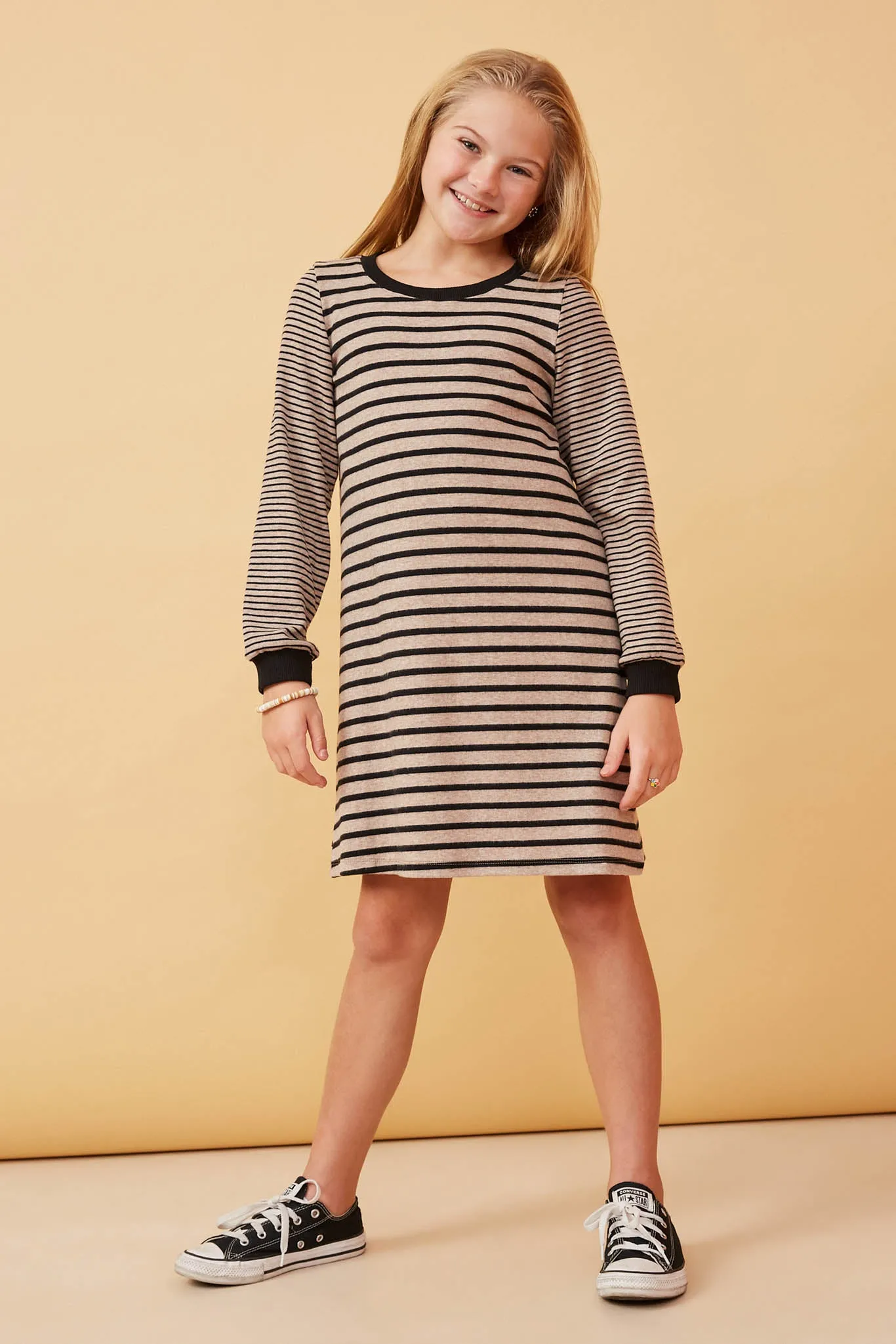 Stripe Blocked Button Detail Knit Shift Dress