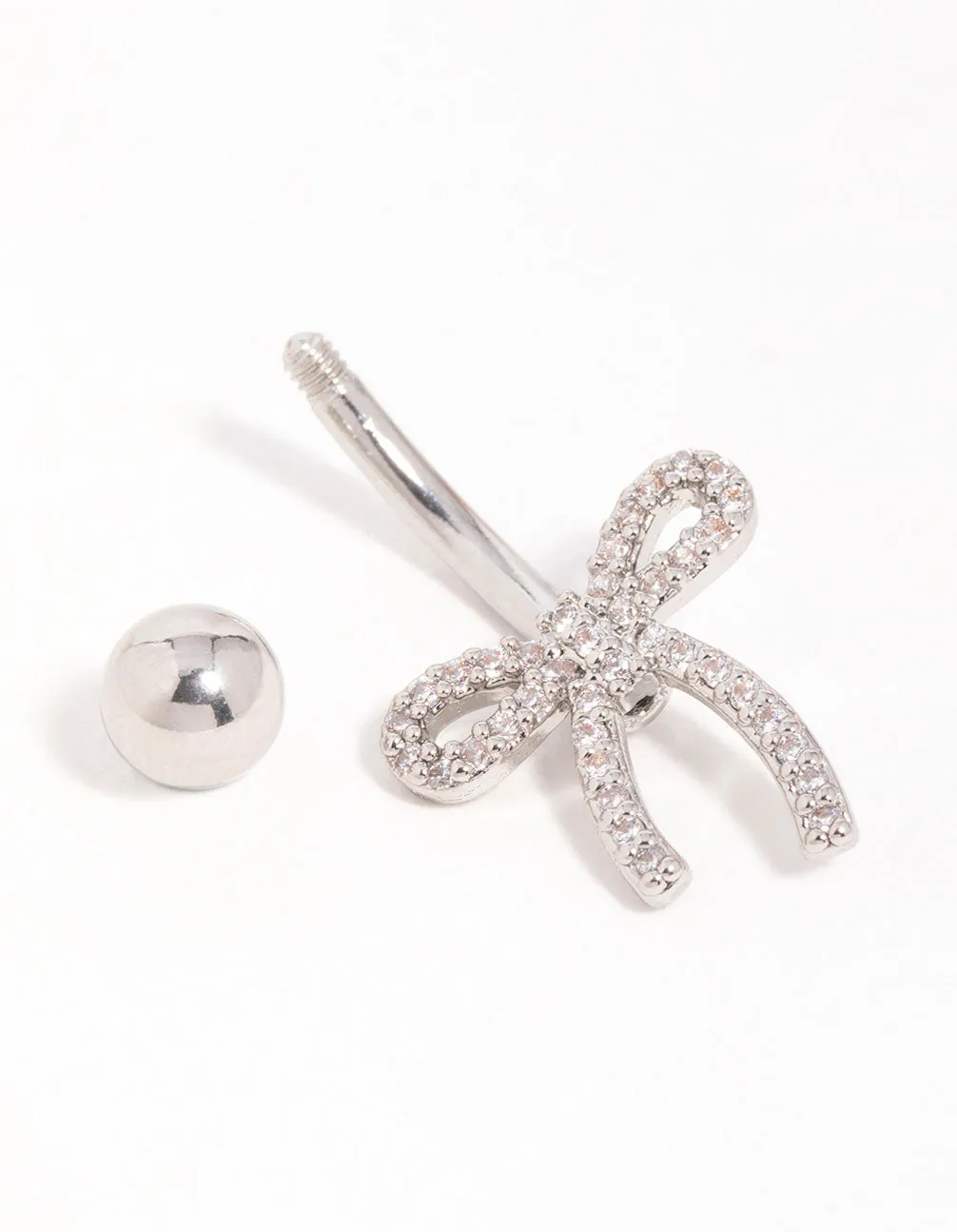 Surgical Steel Cubic Zirconia Pavé Bow Belly Bar
