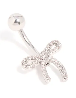 Surgical Steel Cubic Zirconia Pavé Bow Belly Bar
