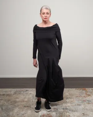 t-shirt over the shoulder dress - black