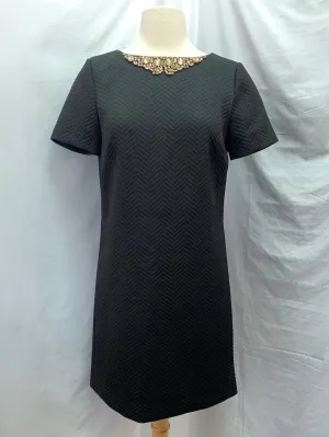 TAHARI ARTHUR S. LEVINE black Rhinestone Neckline Shift Dress - 4