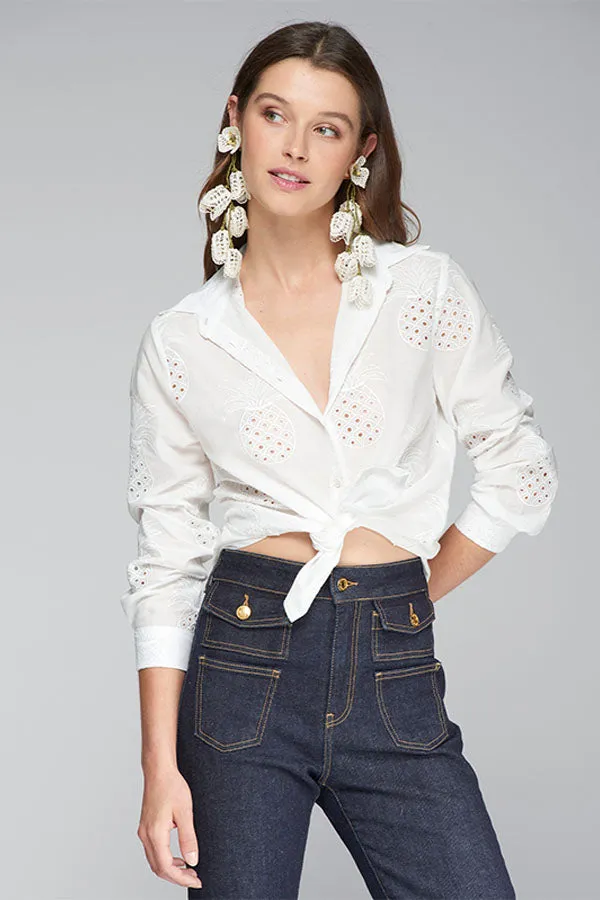 TEA PINEAPPLE EMBROIDERY SHIRT