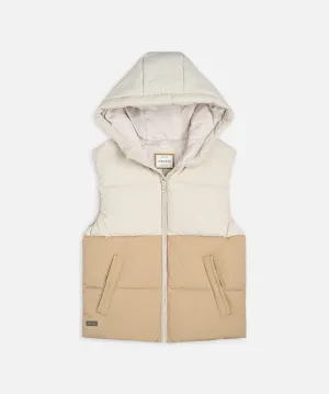 The Oakland Puffer Vest - Toffee/Off White