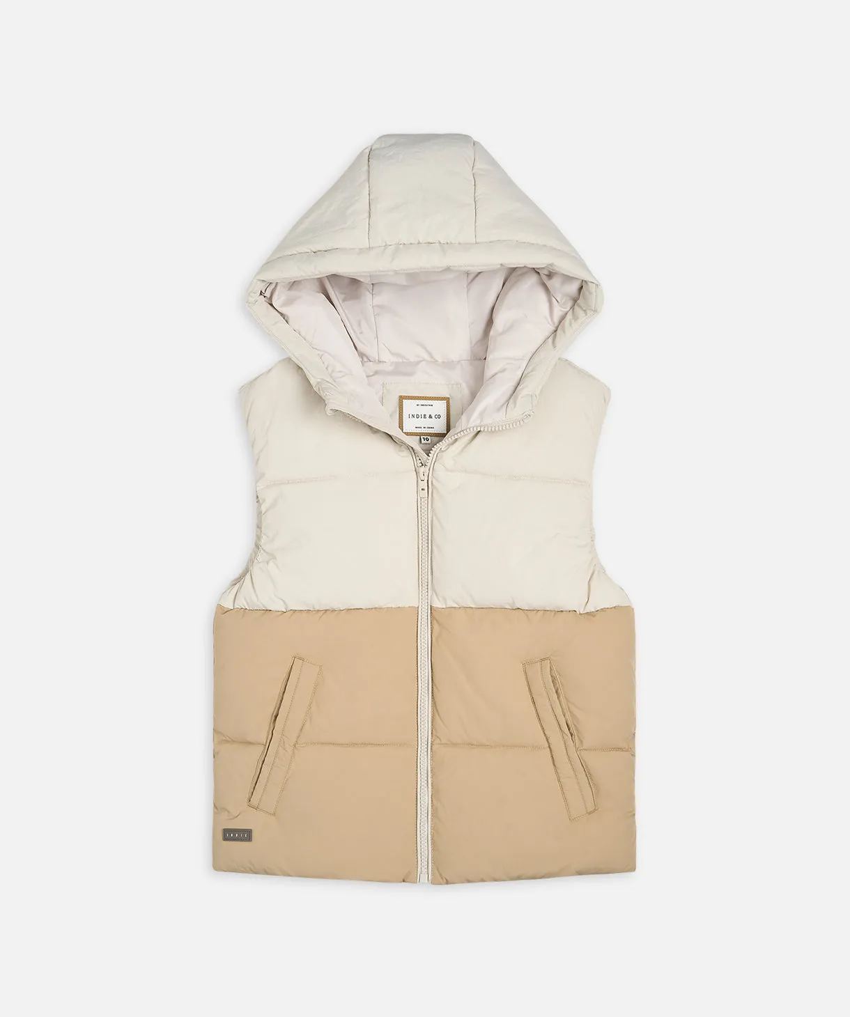 The Oakland Puffer Vest - Toffee/Off White