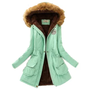 Thickening Warm Fur Collar Winter Coat Women Clothes Lamb Wool Jacket Hooded Parka Army Green Overcoat S-XXXL