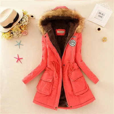 Thickening Warm Fur Collar Winter Coat Women Clothes Lamb Wool Jacket Hooded Parka Army Green Overcoat S-XXXL
