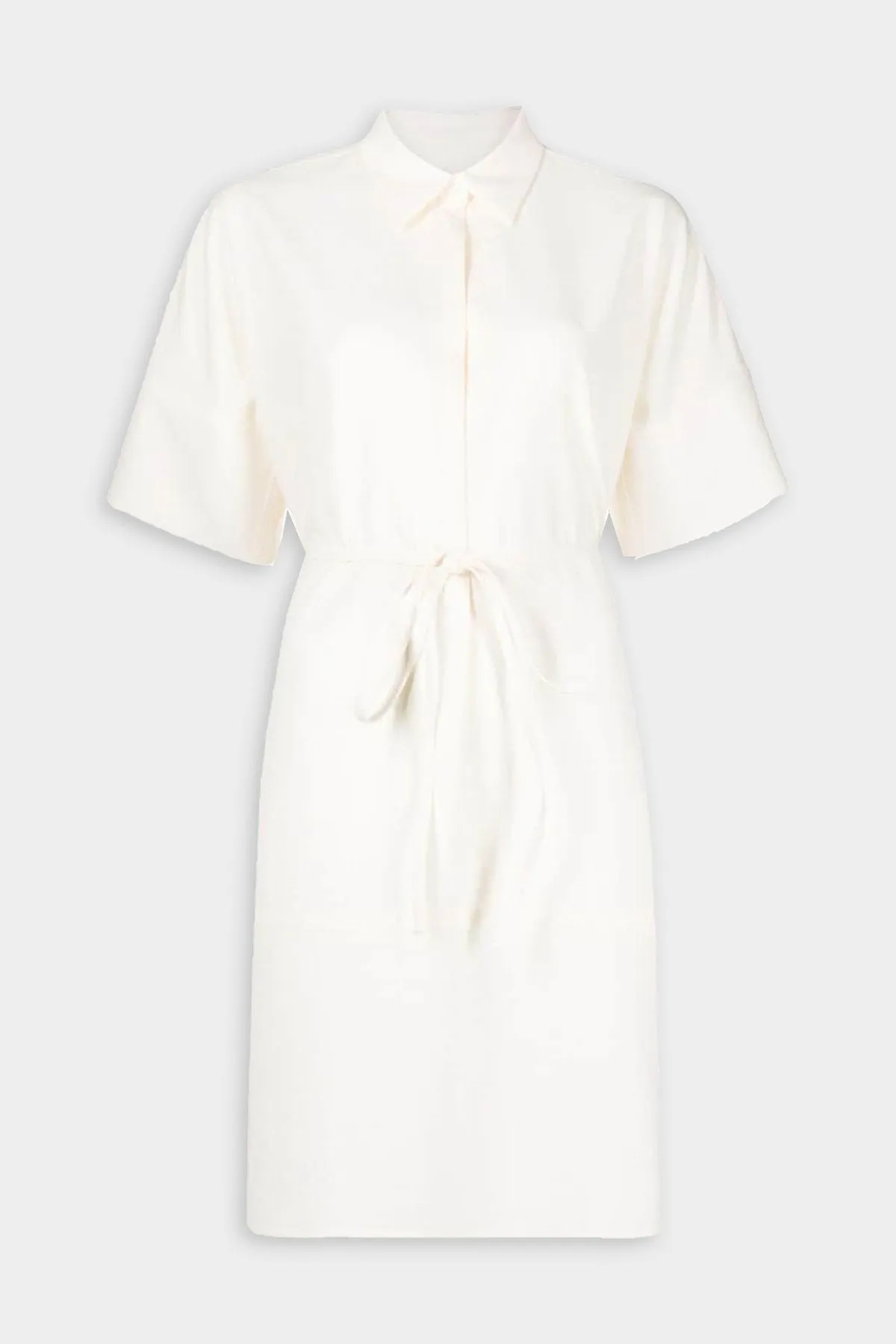 Tie Waist Shirt Dress in Cream