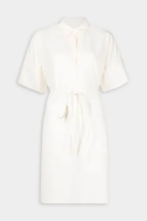 Tie Waist Shirt Dress in Cream