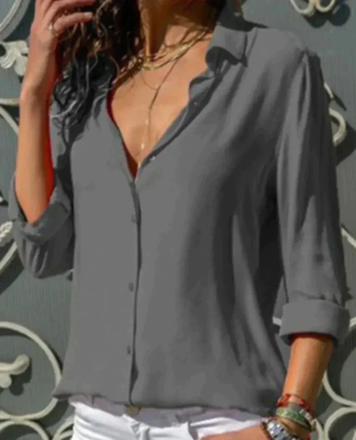Tina - Chiffon blouse for strong women