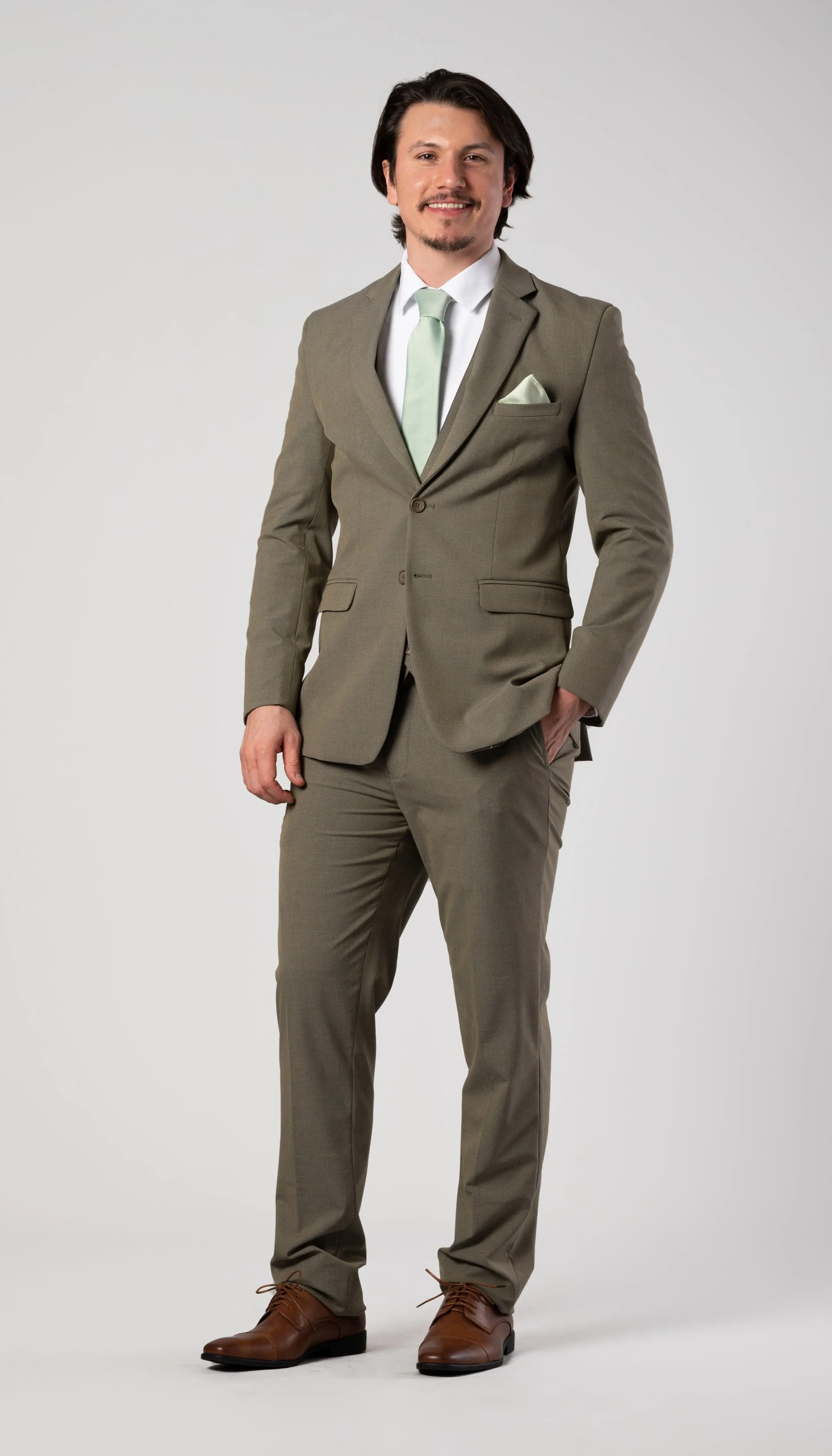 Trim Fit 2 Piece Suit Sage