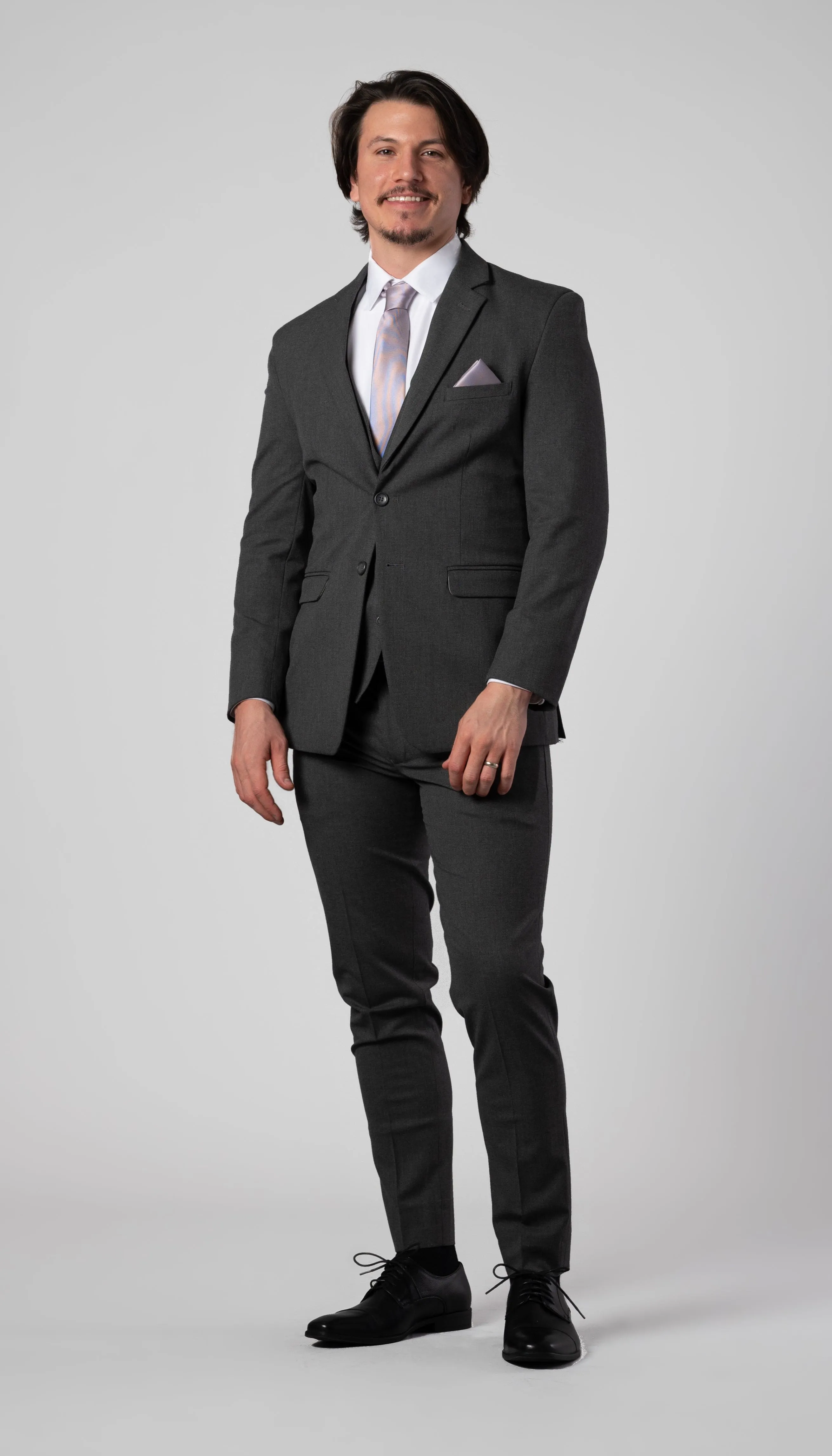 Trim Fit 3 Piece Suit Medium Grey