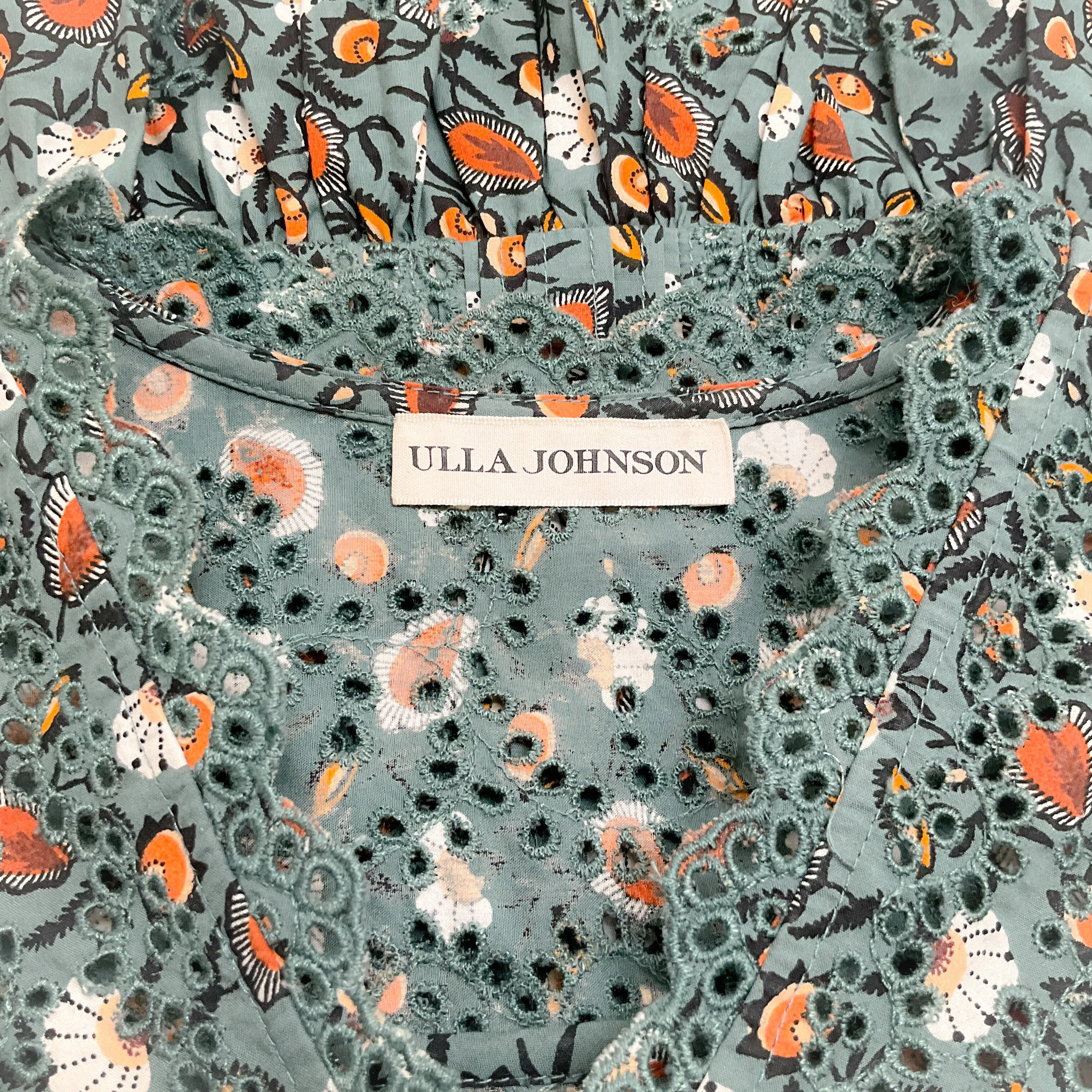 Ulla Johnson Sage Green Floral Mina Blouse