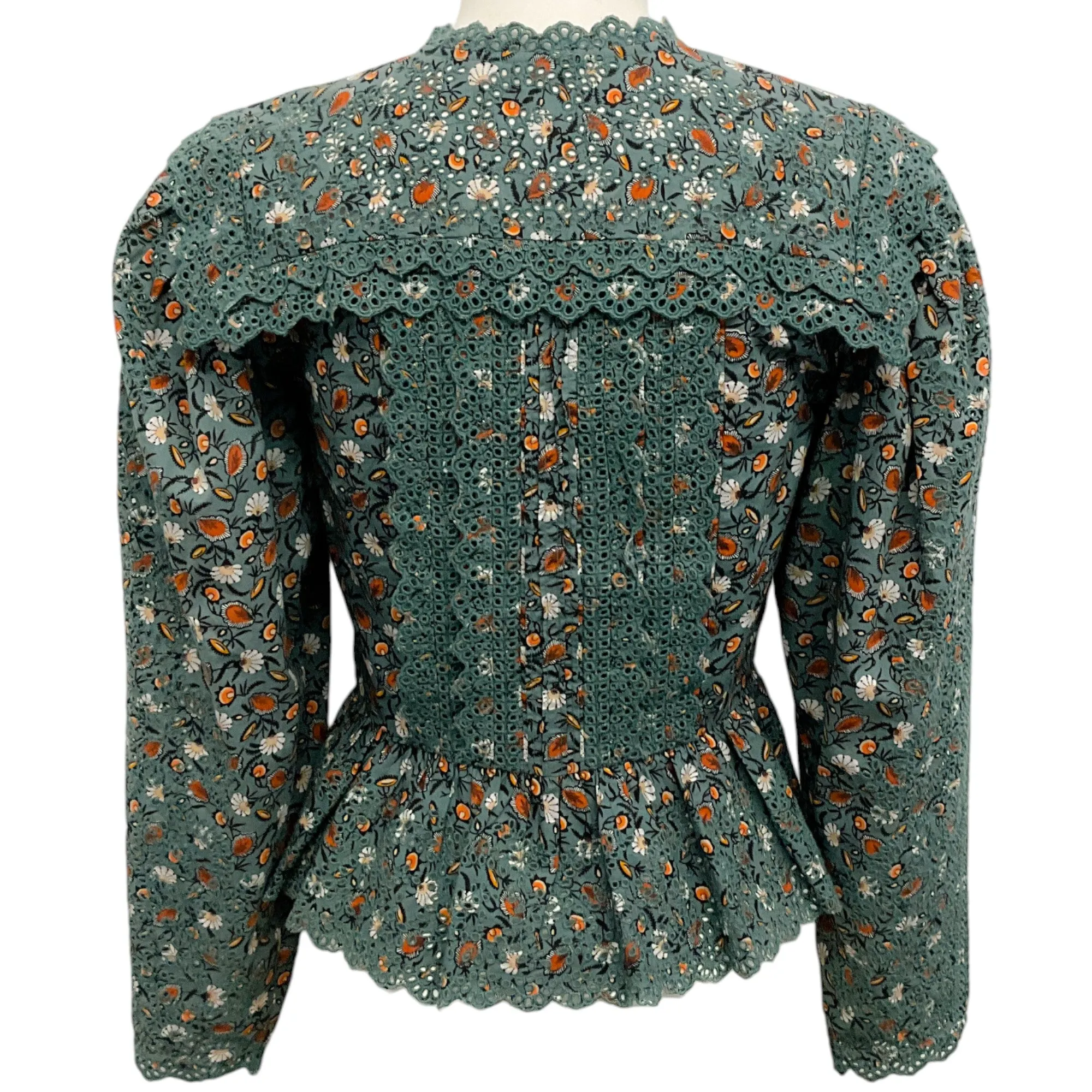 Ulla Johnson Sage Green Floral Mina Blouse