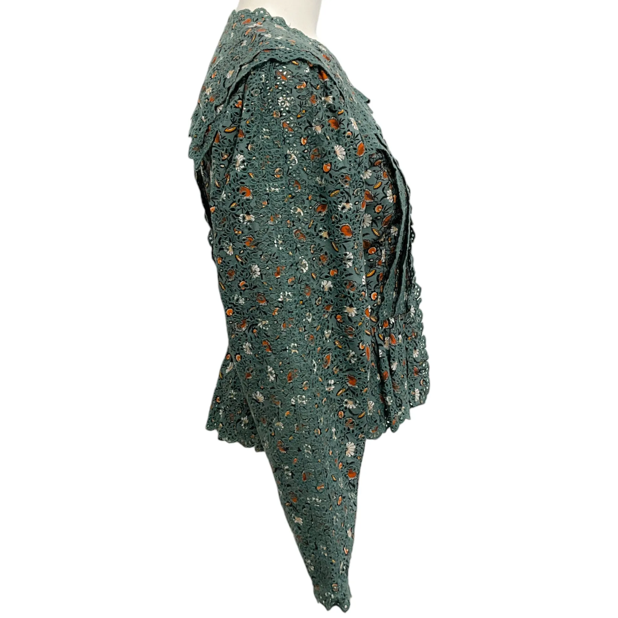 Ulla Johnson Sage Green Floral Mina Blouse