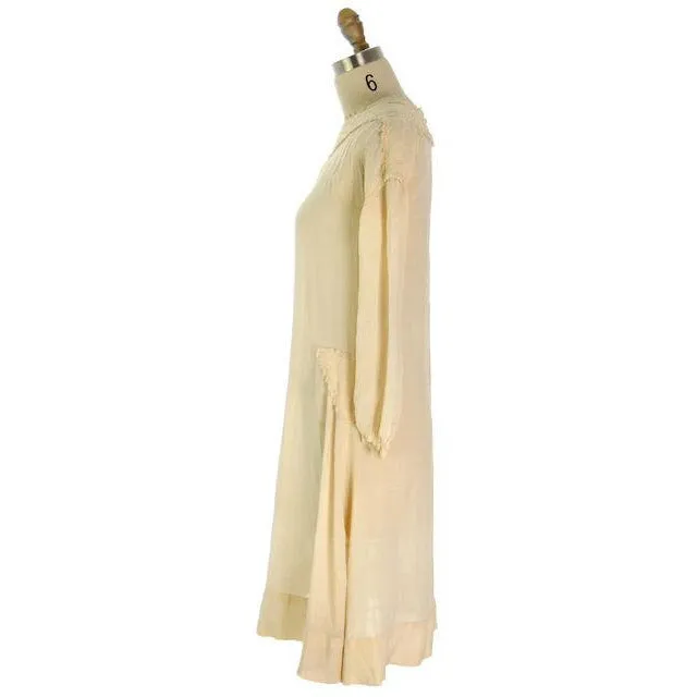 Vintage Girls/ Small Woman  Silk Ivory Dress 1920s  35-36-43