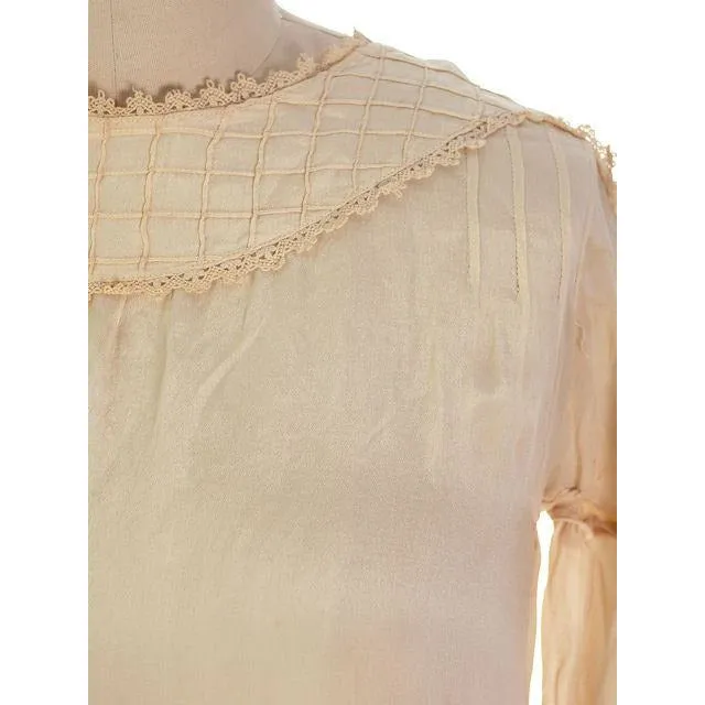 Vintage Girls/ Small Woman  Silk Ivory Dress 1920s  35-36-43