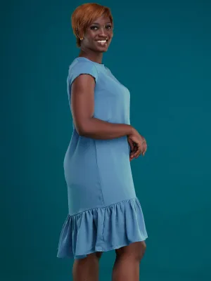 Vivo Ayana Cap Sleeved Shift Dress - Light Blue