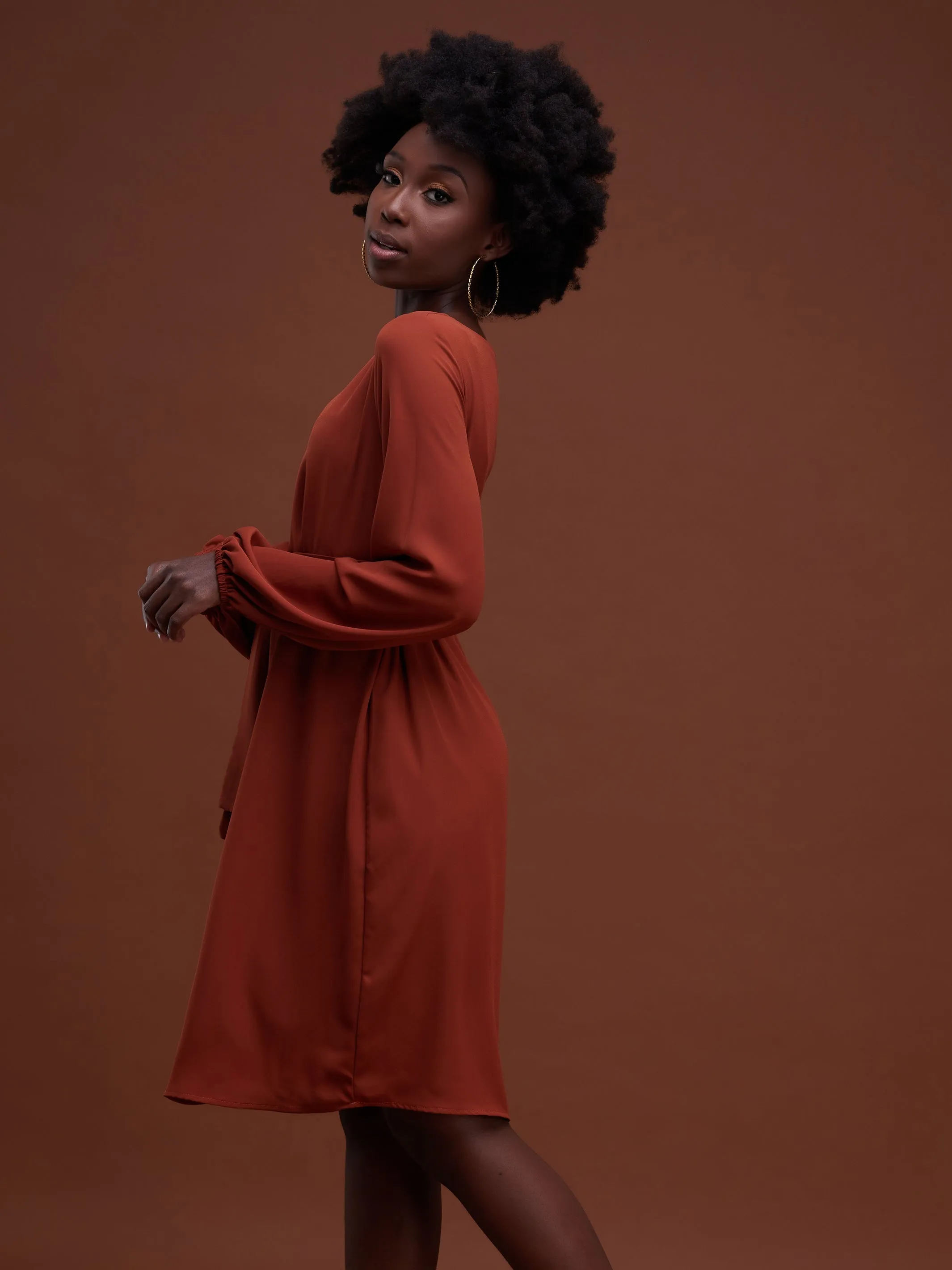 Vivo Zawadi Shift Dress - Rust