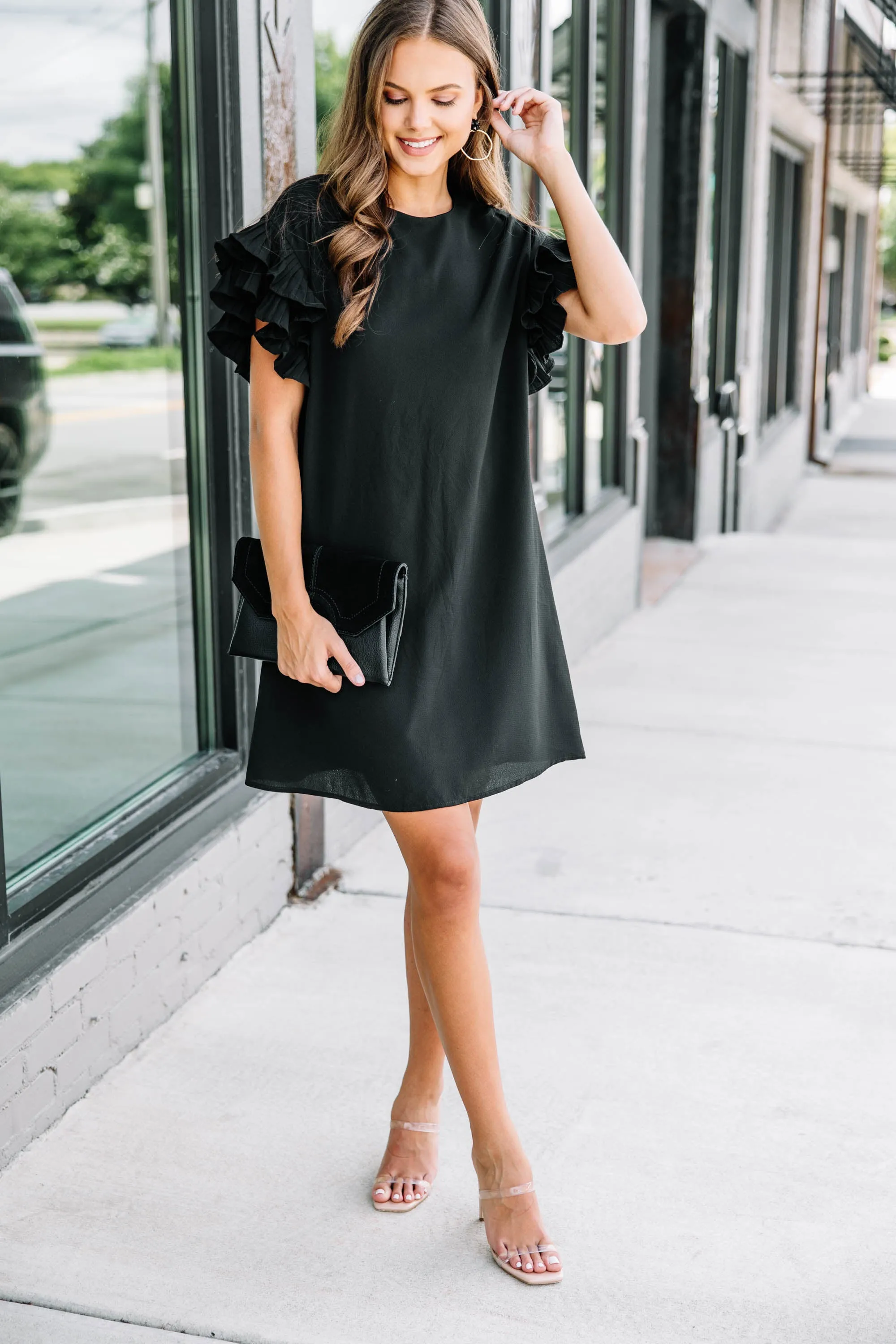 What A Vision Black Ruffled Dress