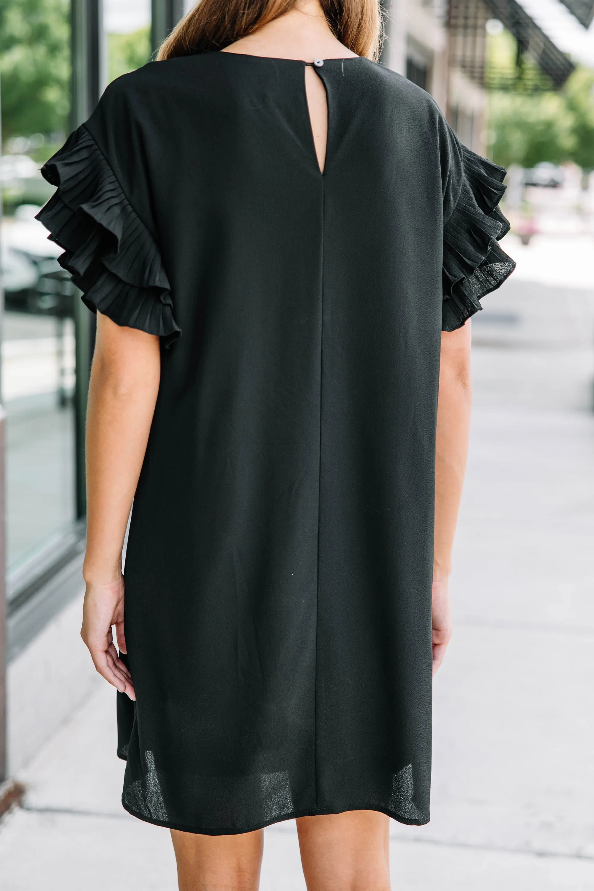 What A Vision Black Ruffled Dress