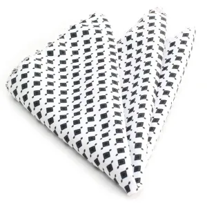 White Black Premium Quality Men's Pocket Square Hanky Handkerchief Made of Soft Material