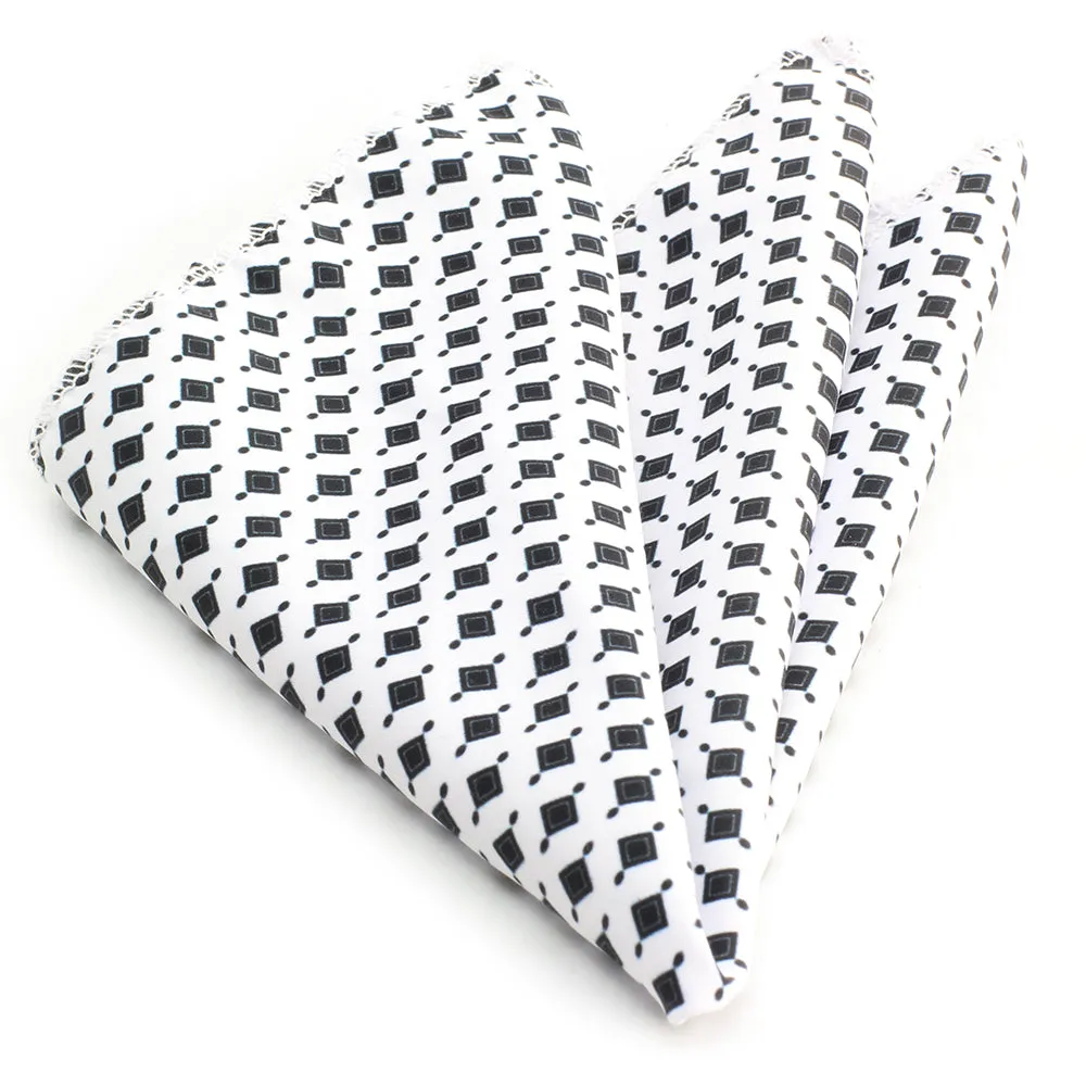White Black Premium Quality Men's Pocket Square Hanky Handkerchief Made of Soft Material
