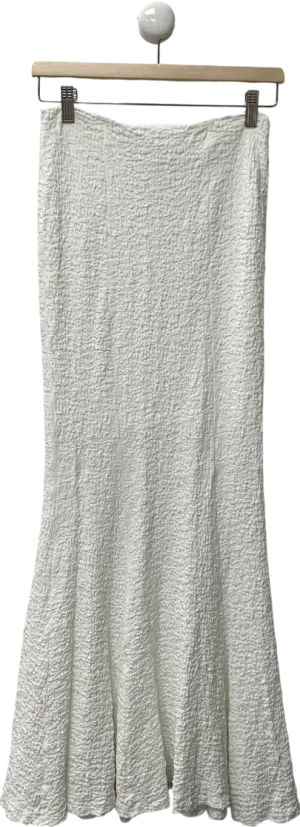 White Textured Midi Skirt UK S
