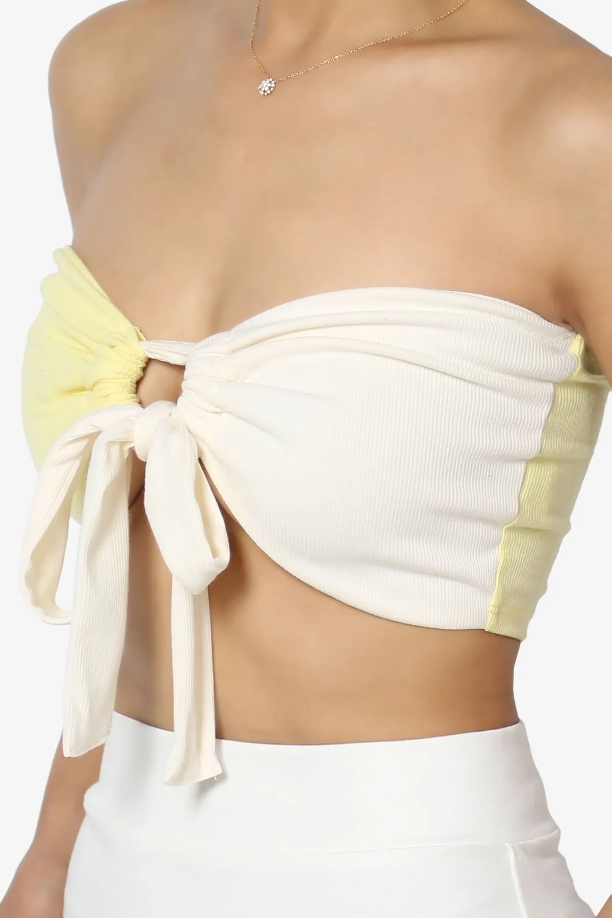 Whitney Colorblock Tie Front Bandeau Top