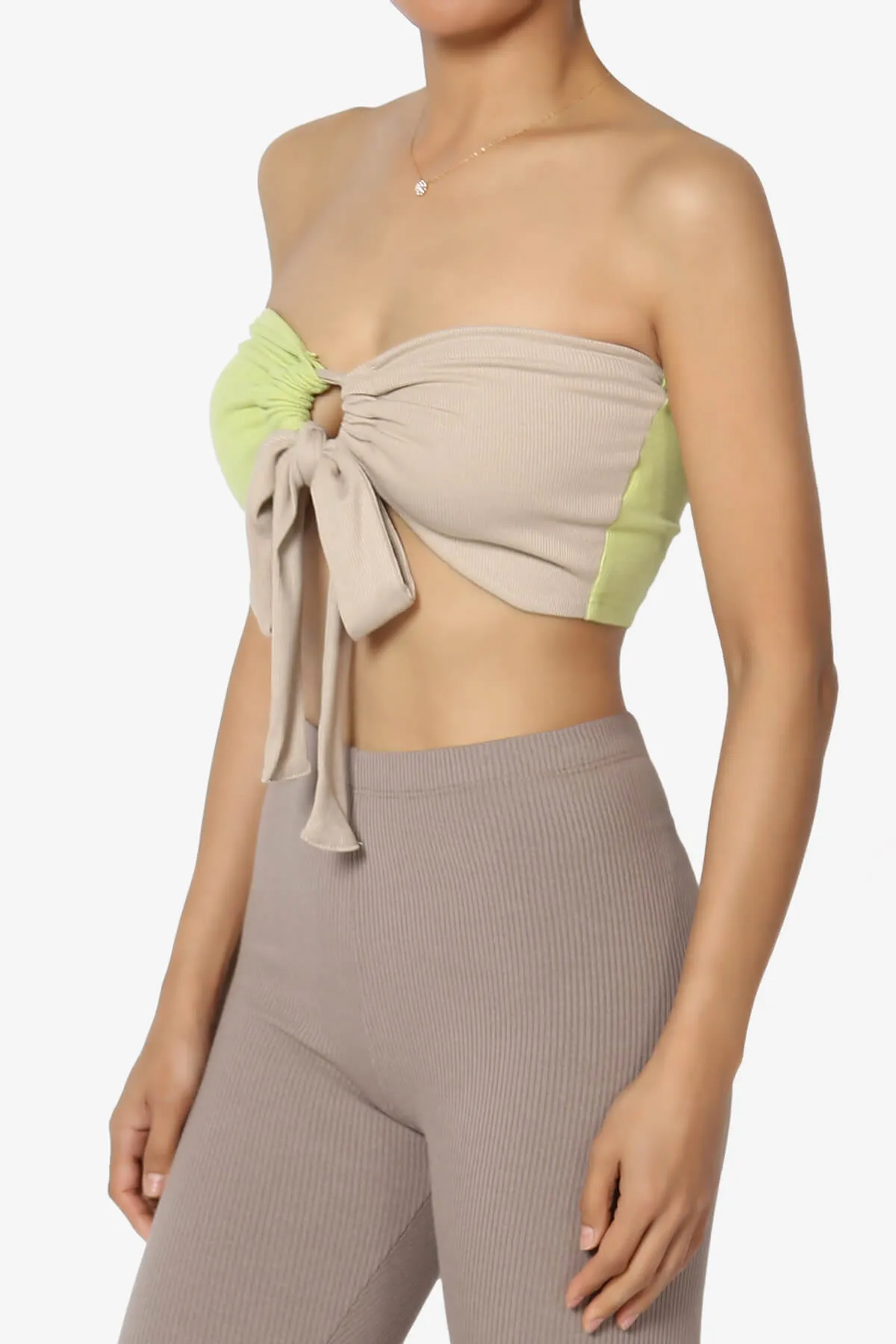 Whitney Colorblock Tie Front Bandeau Top
