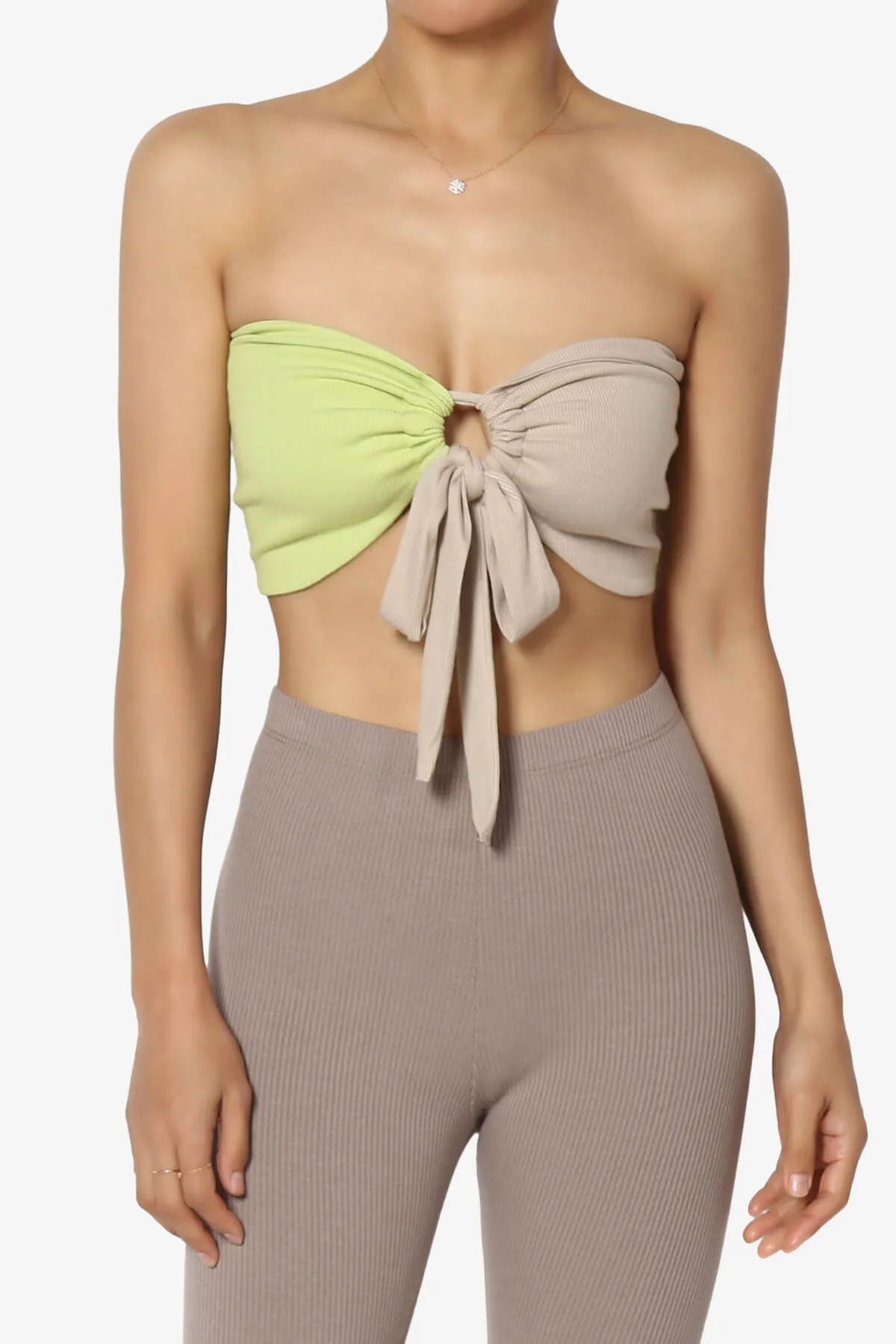 Whitney Colorblock Tie Front Bandeau Top