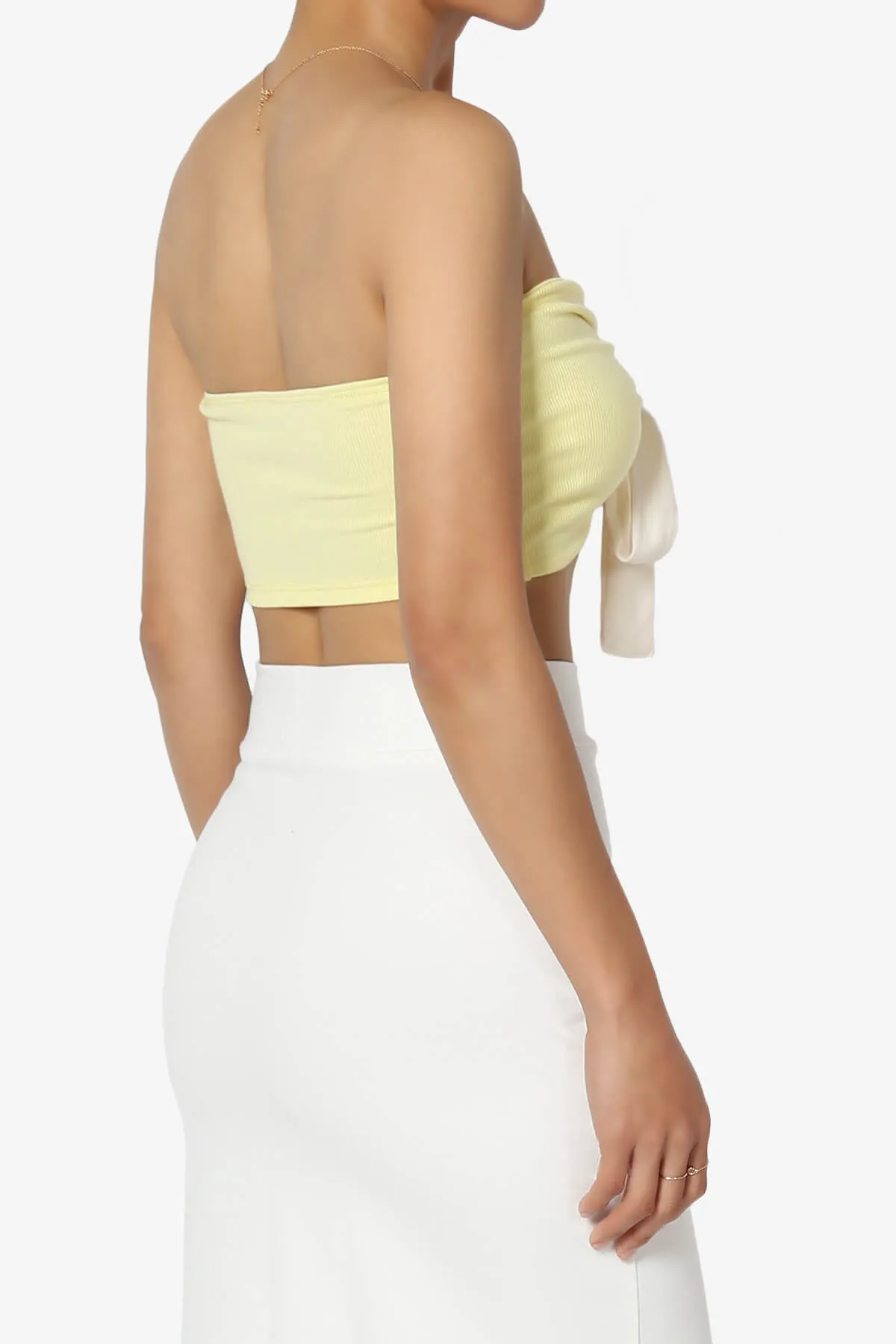 Whitney Colorblock Tie Front Bandeau Top