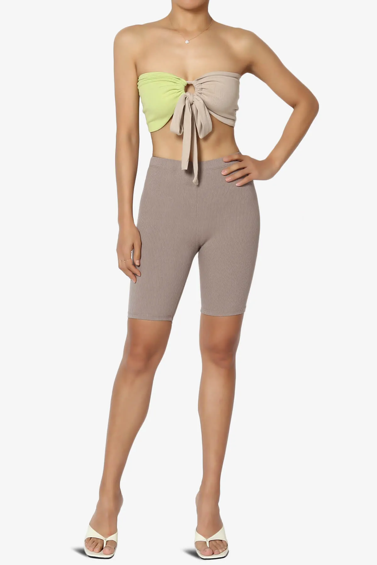 Whitney Colorblock Tie Front Bandeau Top