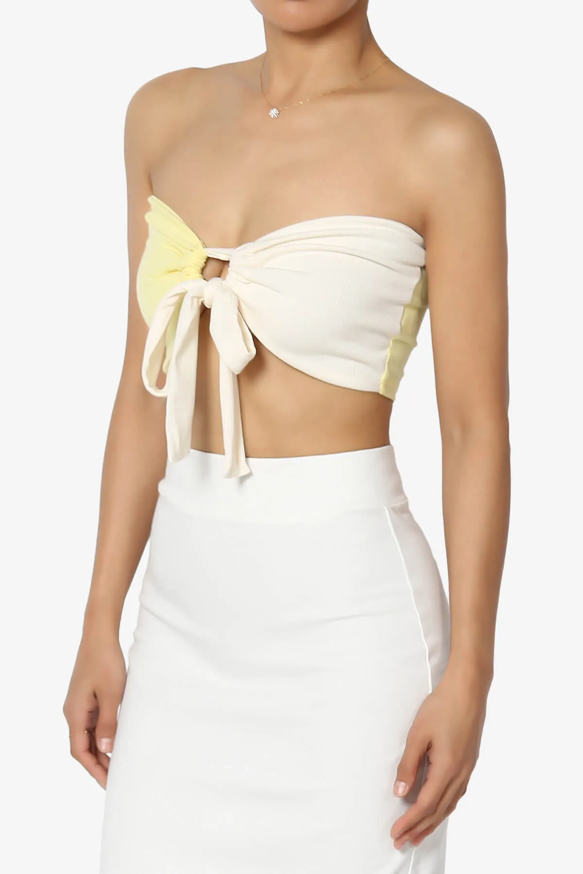 Whitney Colorblock Tie Front Bandeau Top