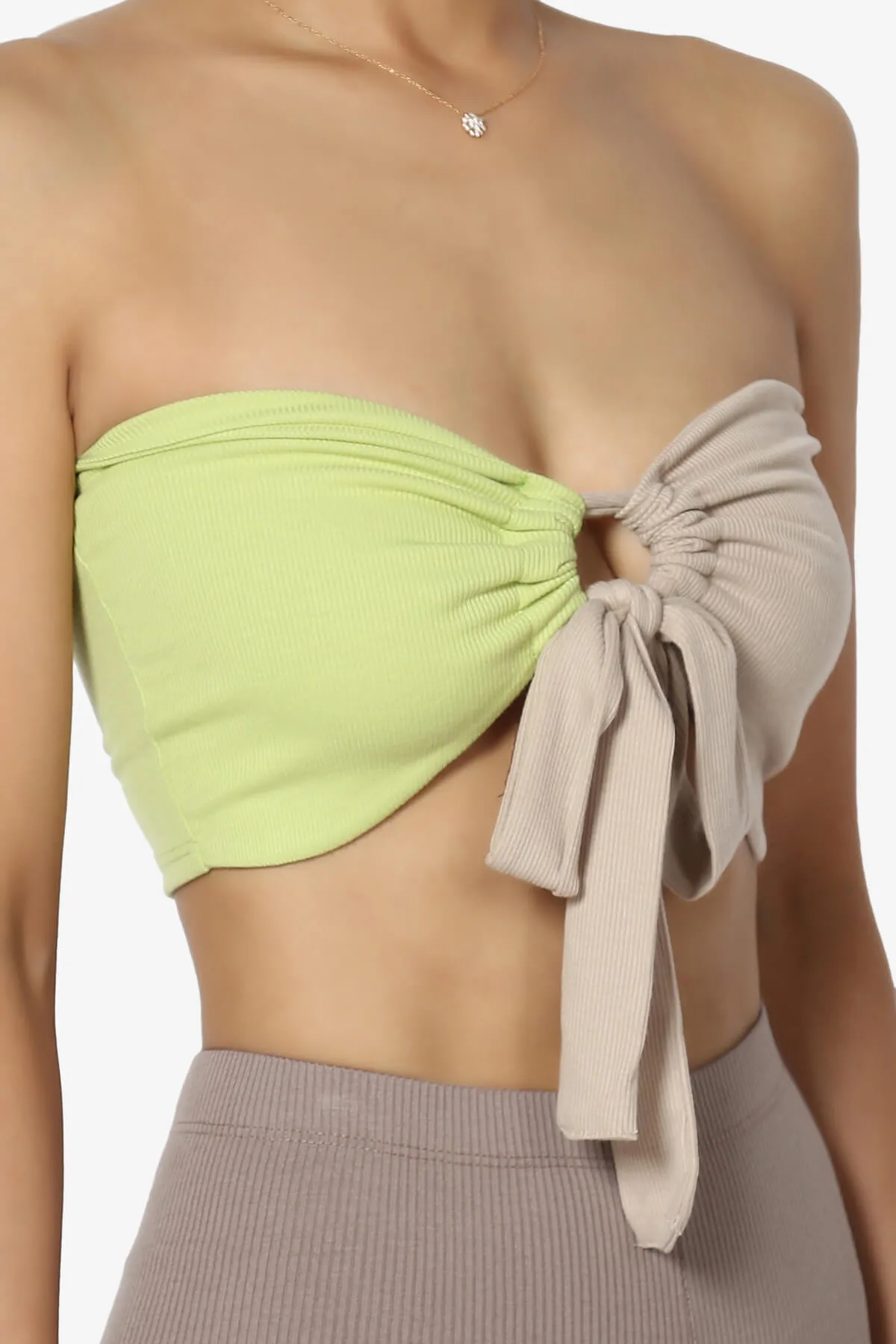 Whitney Colorblock Tie Front Bandeau Top