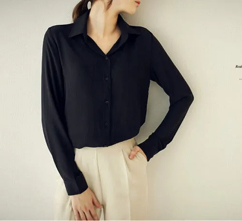 Women Blouses Button 5 Solid Color Long-sleeve Shirt Female Chiffon blouse Women's Slim Clothing blusas feminina