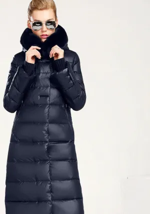 Women Down Coat Jacket Medium Length Woman Down Parka with a Rabbit Fur Winter Coat Women MIEGOFCE Winter Collection