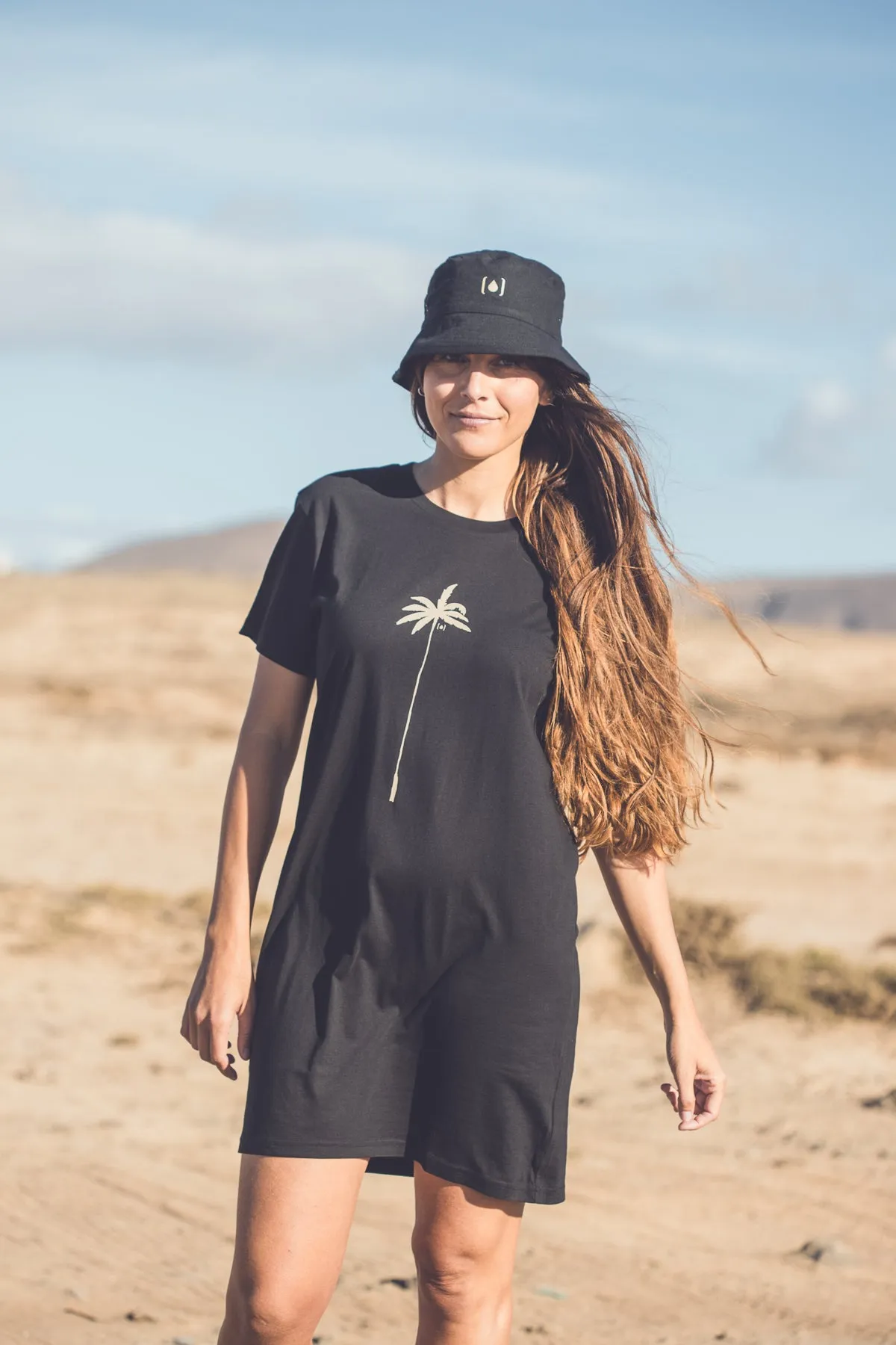 WOMEN ORGANIC PALM T-SHIRT DRESS