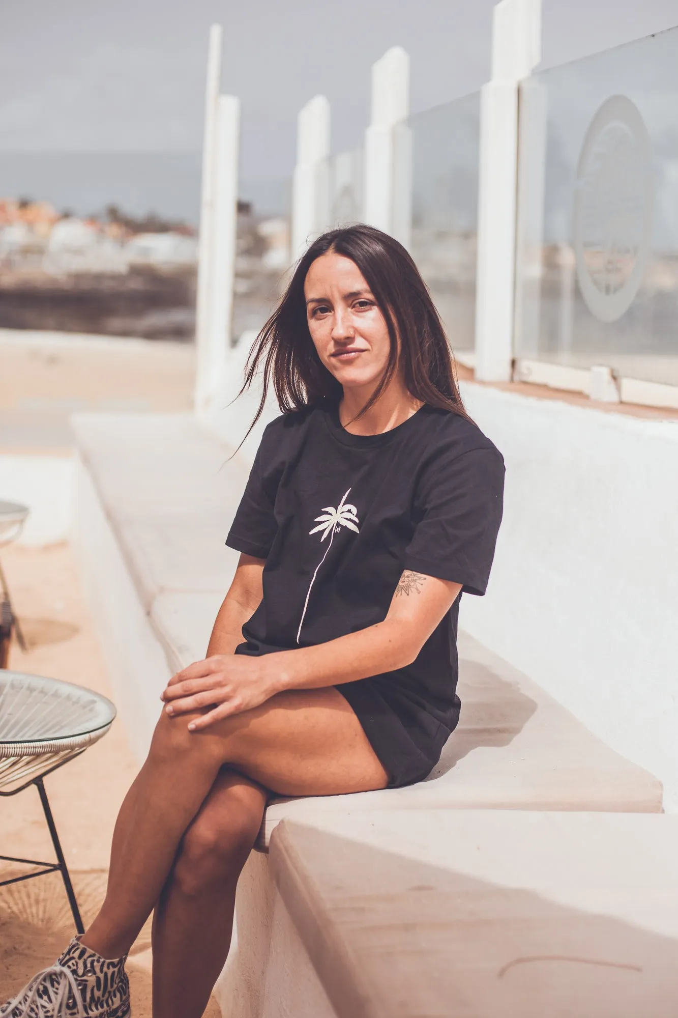WOMEN ORGANIC PALM T-SHIRT DRESS