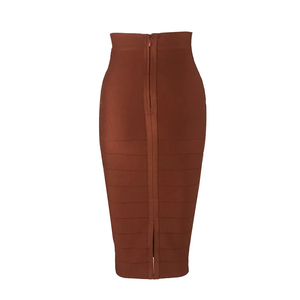 Women's Bandage Skirts Boutique Fashion Vintage Midi Skirt with Zipper