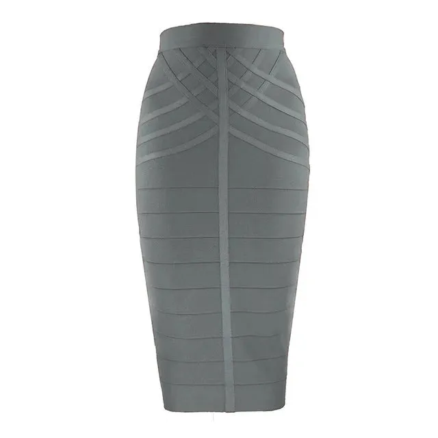Women's Bandage Skirts Boutique Fashion Vintage Midi Skirt with Zipper