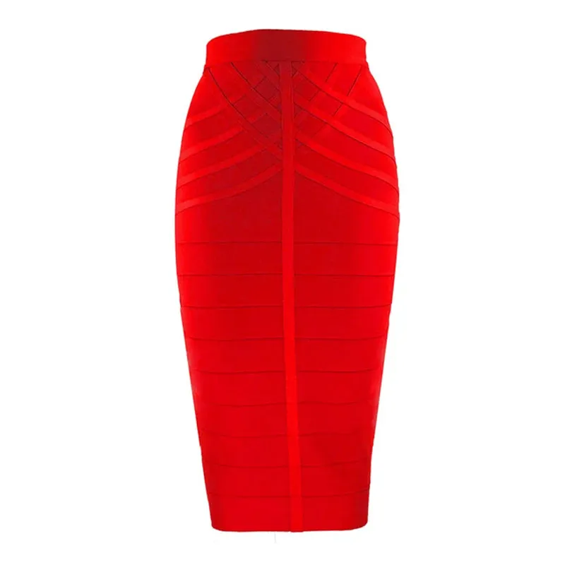 Women's Bandage Skirts Boutique Fashion Vintage Midi Skirt with Zipper