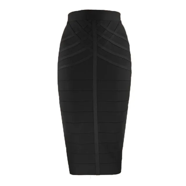 Women's Bandage Skirts Boutique Fashion Vintage Midi Skirt with Zipper