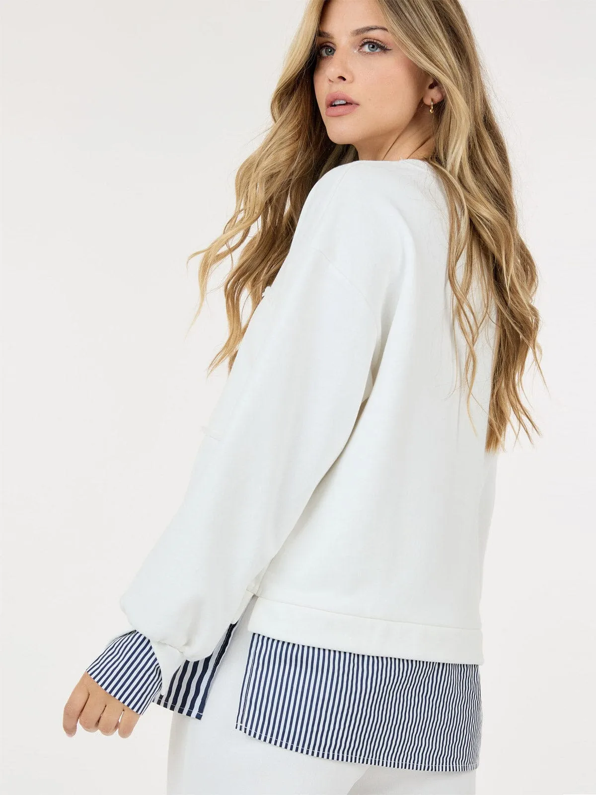 WOMEN'S LONG SLEEVE COLORBLOCK STRIPES TOP