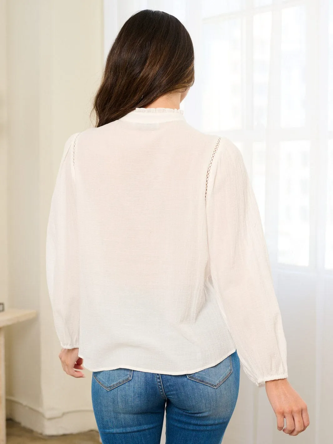 WOMEN'S LONG SLEEVE MOCK NECK BLOUSE TOP