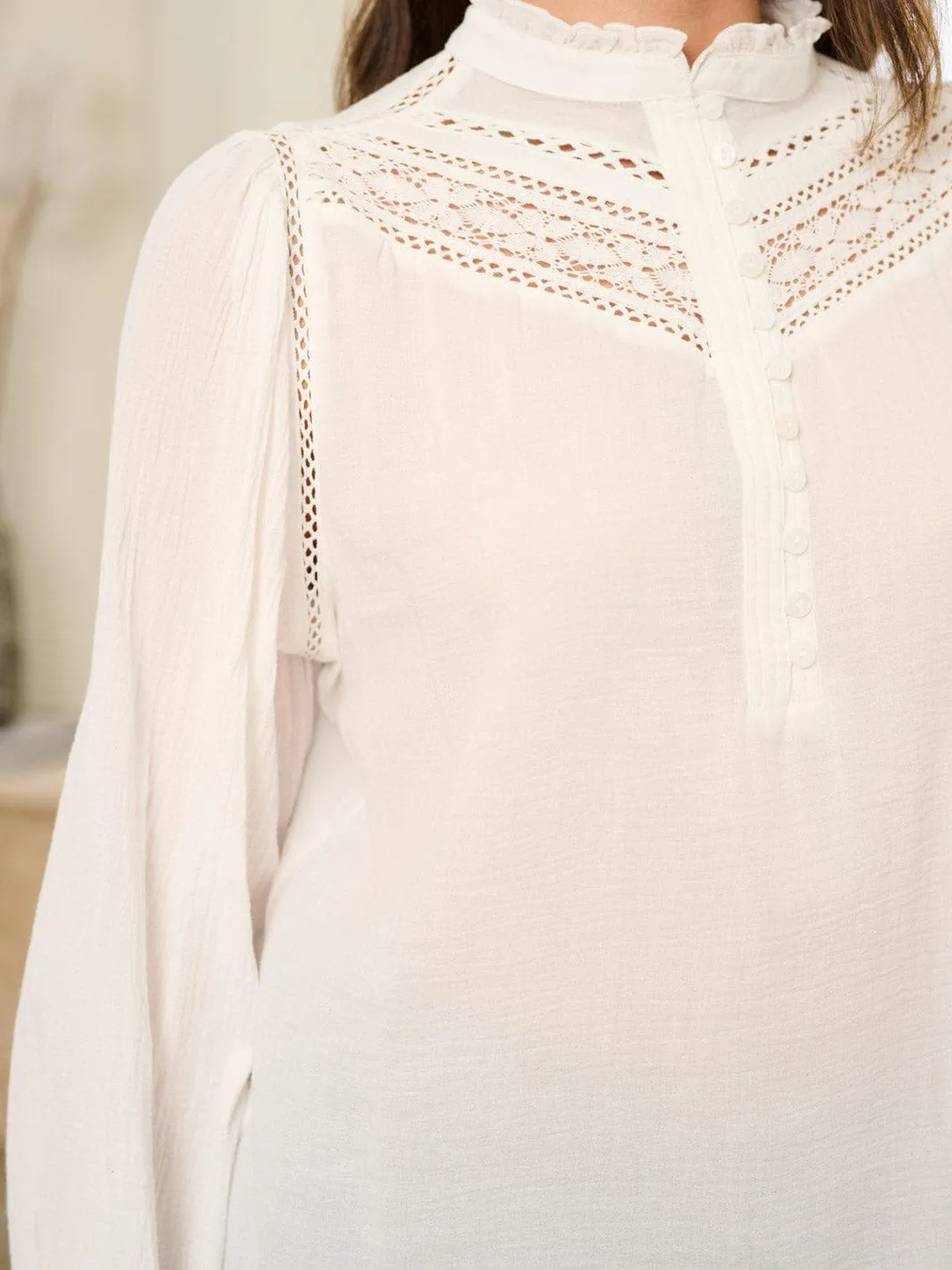 WOMEN'S LONG SLEEVE MOCK NECK BLOUSE TOP